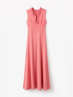 1960’s Vintage Hot Pink Sleeveless Mock Neck Full Length Dress